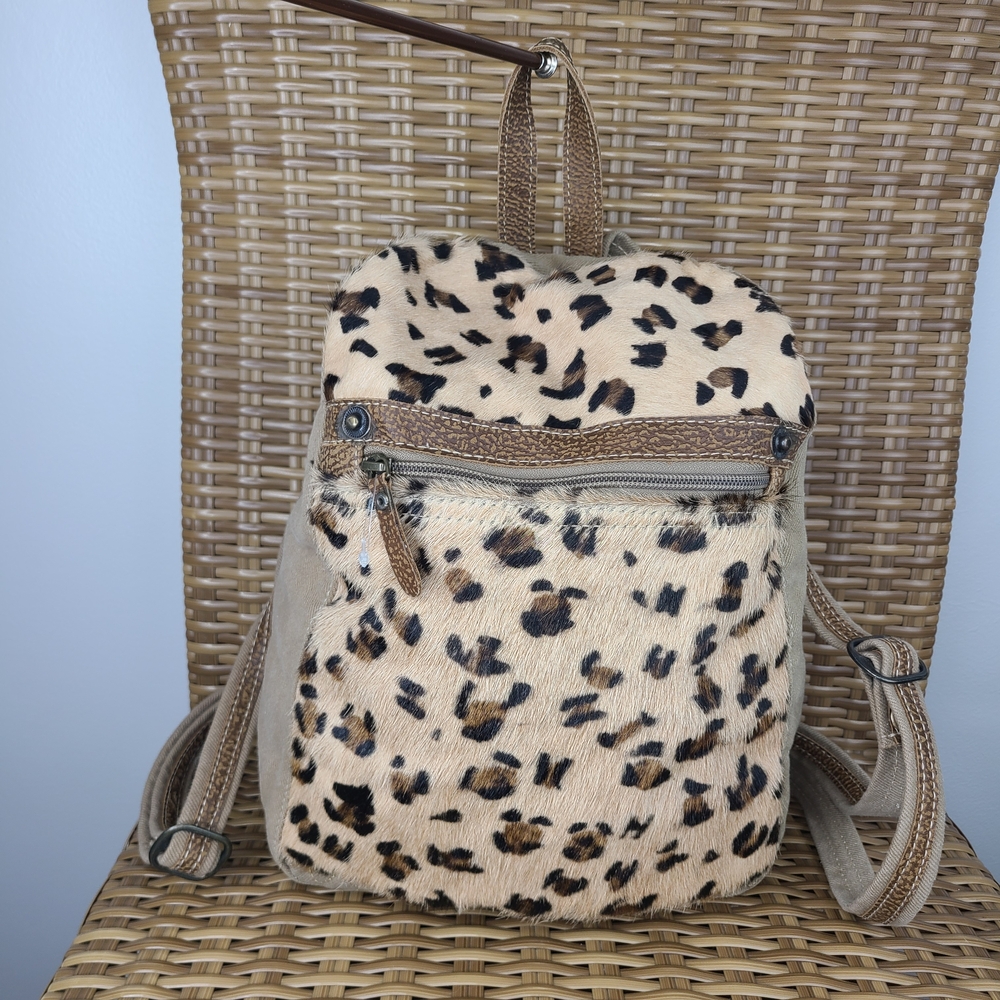 Myra Bag Leopard Print Backpack - Tan and Brown